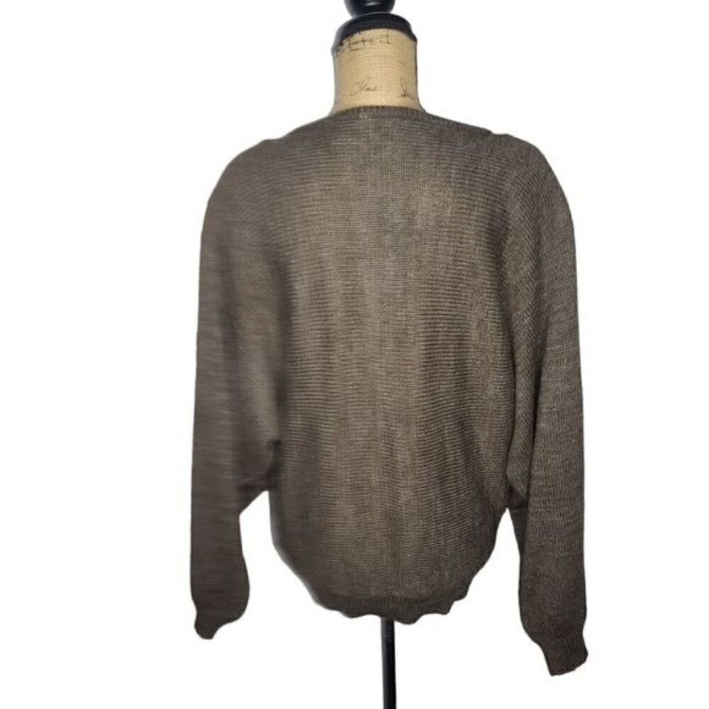 Vintage Brown Western Floral Embroidery Dolman Sleeve Cozy Sweater - Picture 5 of 12